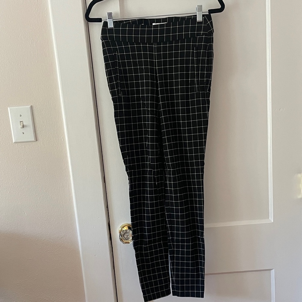 Elle Black Grid Pattern Dress Pants